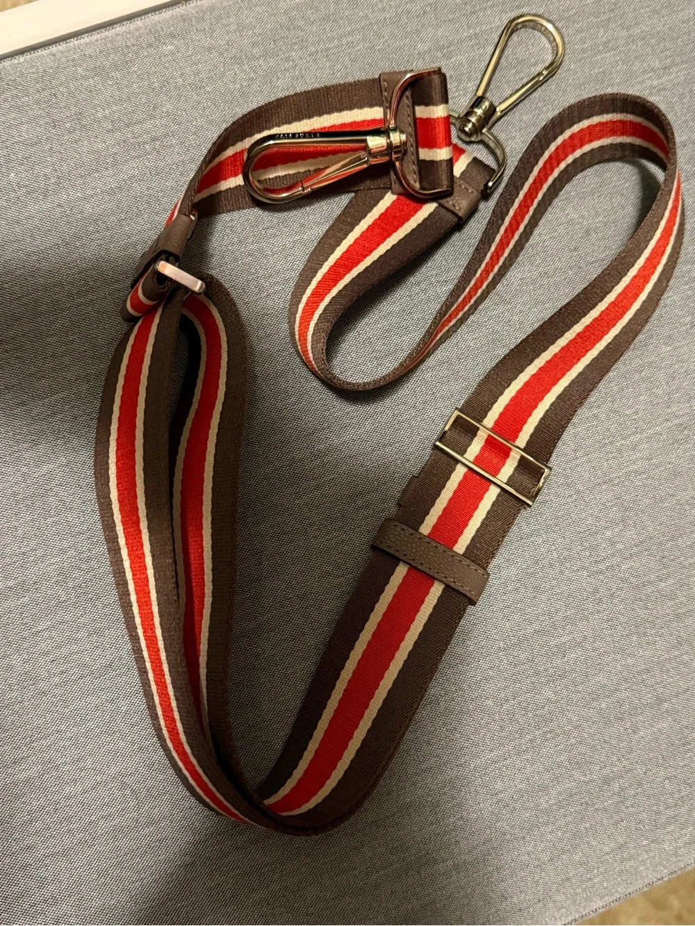 kate spade Brown, Red and Cream Striped Adjustable guitar Strap